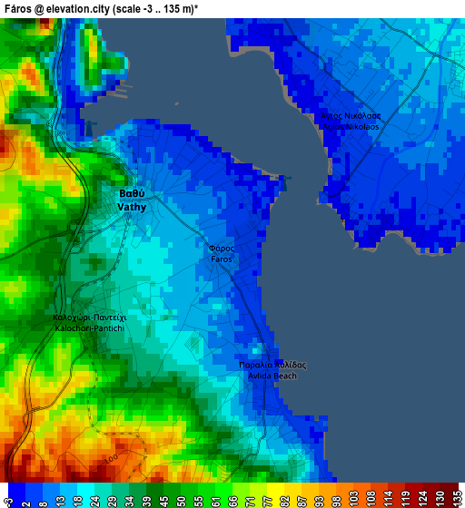 Fáros elevation map