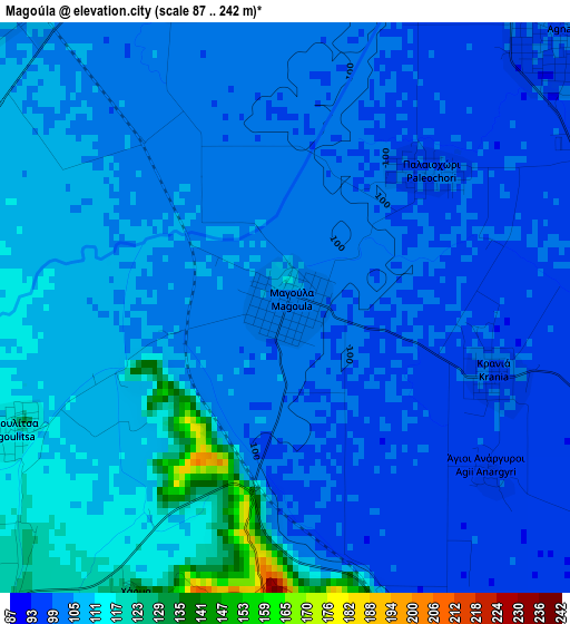 Magoúla elevation map