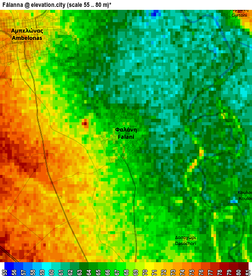 Fálanna elevation map