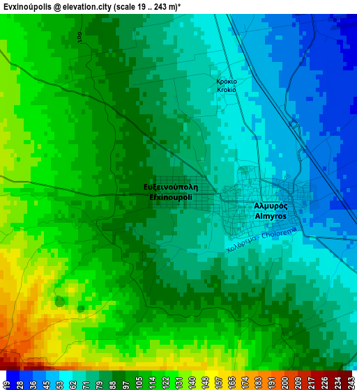 Evxinoúpolis elevation map