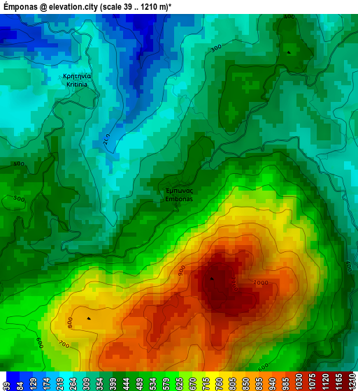 Émponas elevation map