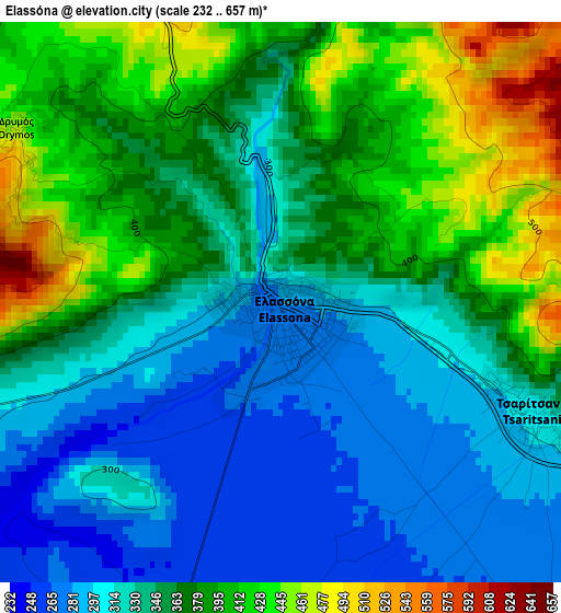 Elassóna elevation map