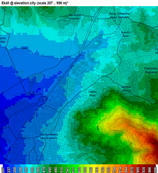 Ekáli elevation map