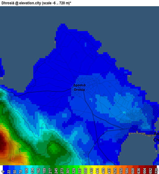 Dhrosiá elevation map