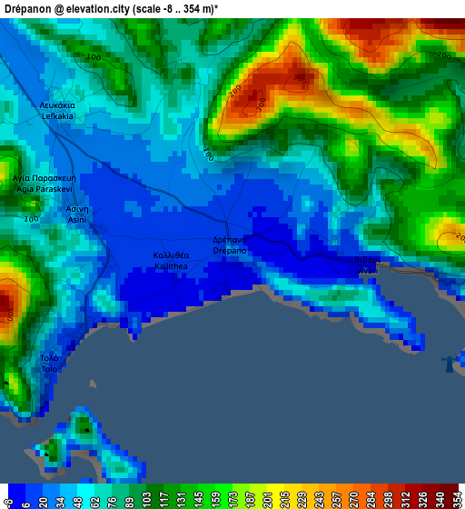 Drépanon elevation map