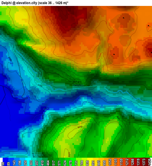 Delphi elevation map