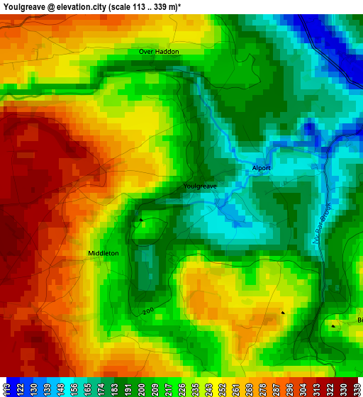 Youlgreave elevation map