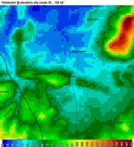 Yetminster elevation map