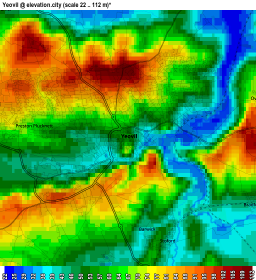 Yeovil elevation map