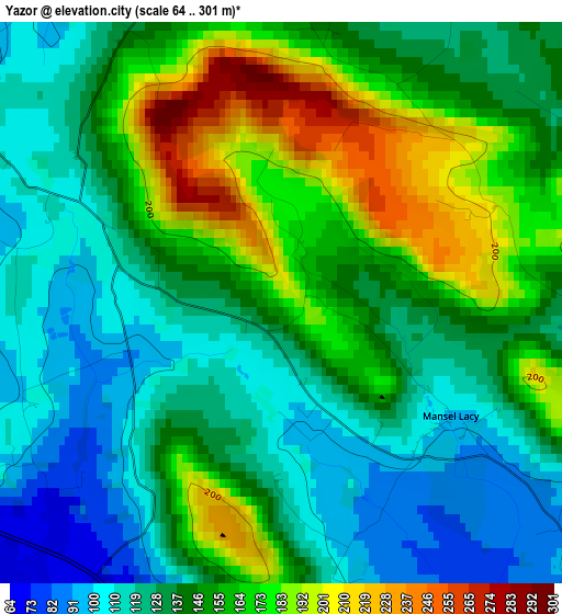 Yazor elevation map