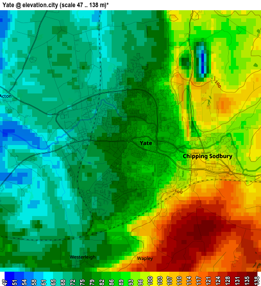 Yate elevation map