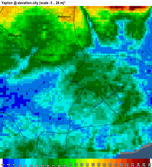 Yapton elevation map