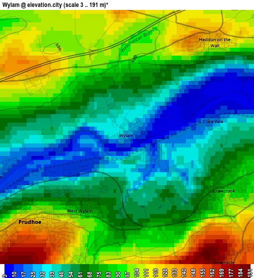 Wylam elevation map