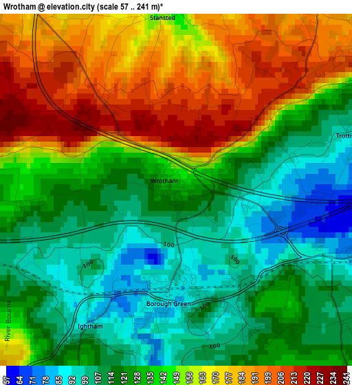 Wrotham elevation map