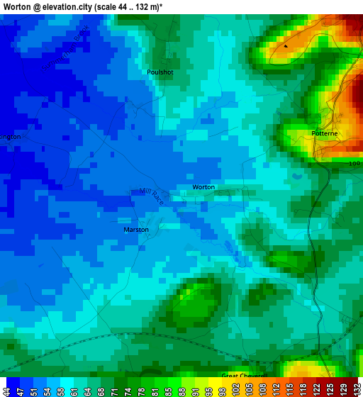 Worton elevation map