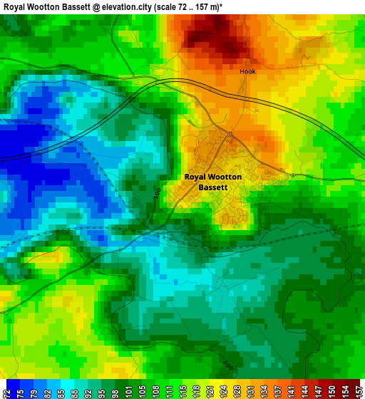 Royal Wootton Bassett elevation map