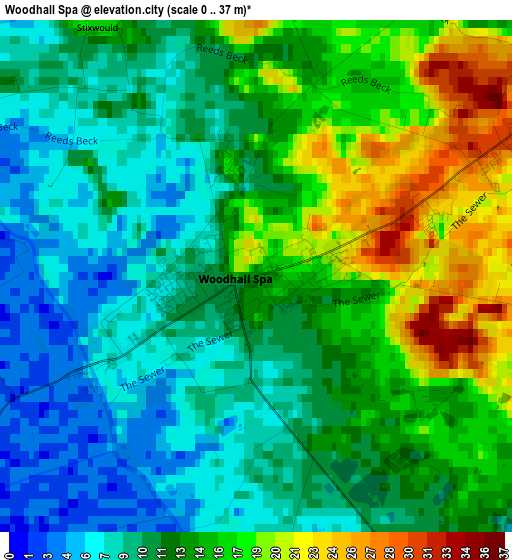 Woodhall Spa elevation map