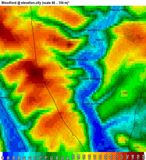 Woodford elevation map