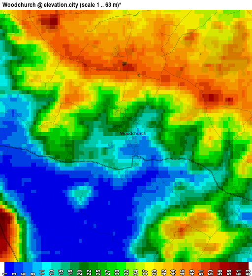 Woodchurch elevation map