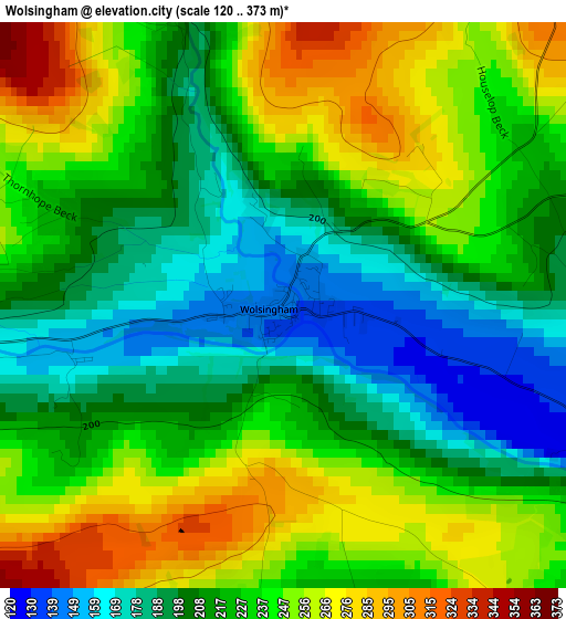 Wolsingham elevation map