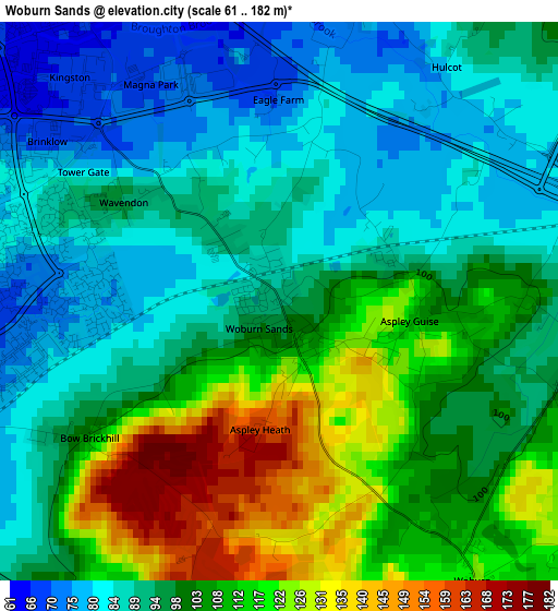 Woburn Sands elevation map