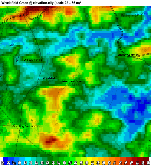 Wivelsfield Green elevation map