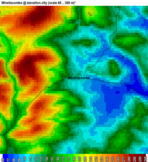 Wiveliscombe elevation map