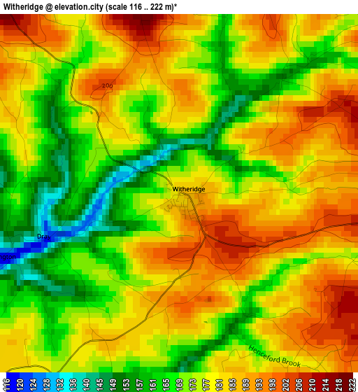 Witheridge elevation map