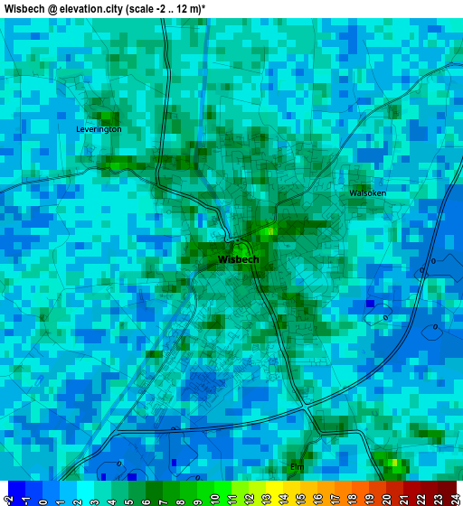 Wisbech elevation map