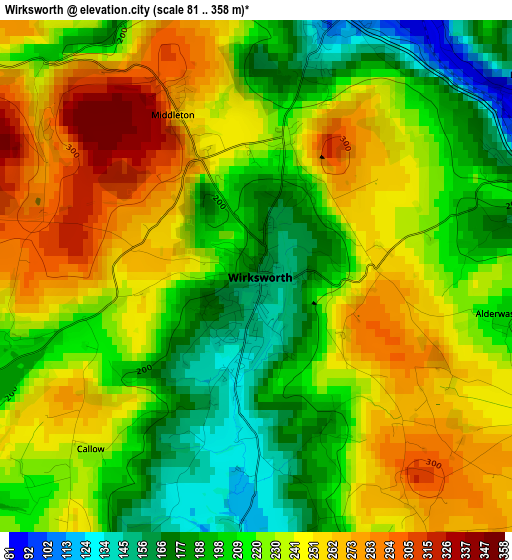 Wirksworth elevation map