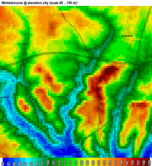 Winterbourne elevation map