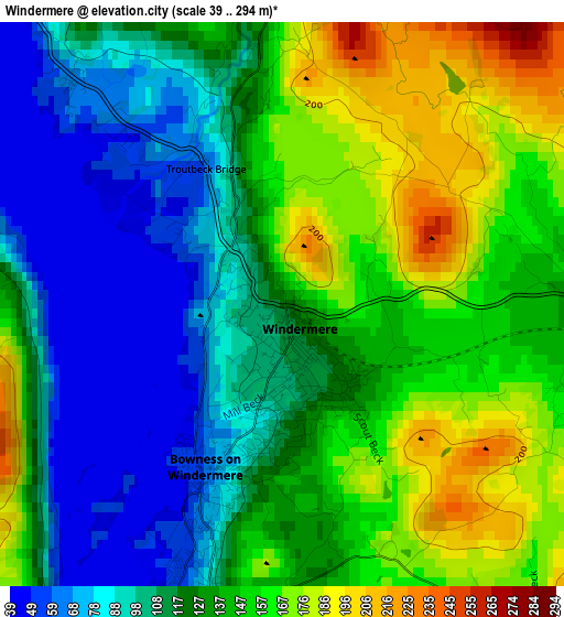 Windermere elevation map