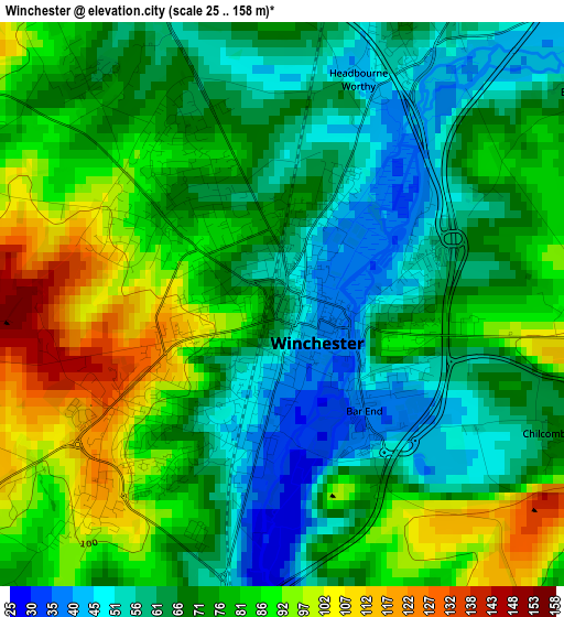 Winchester elevation map