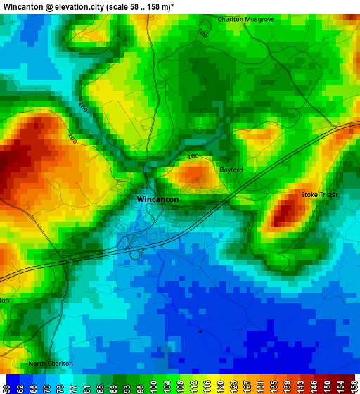 Wincanton elevation map