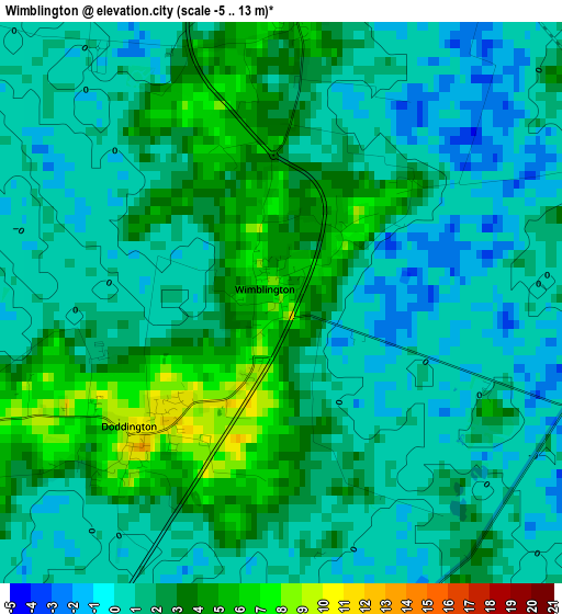 Wimblington elevation map