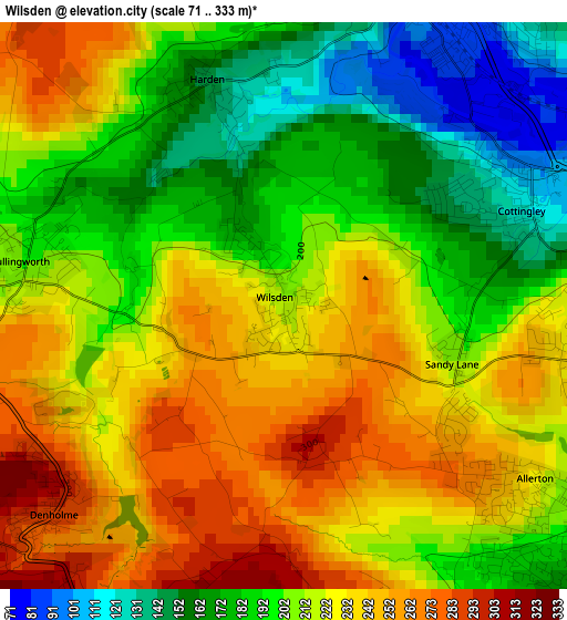 Wilsden elevation map