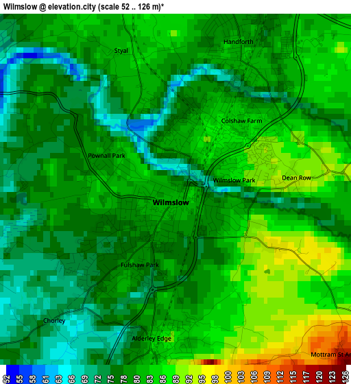 Wilmslow elevation map