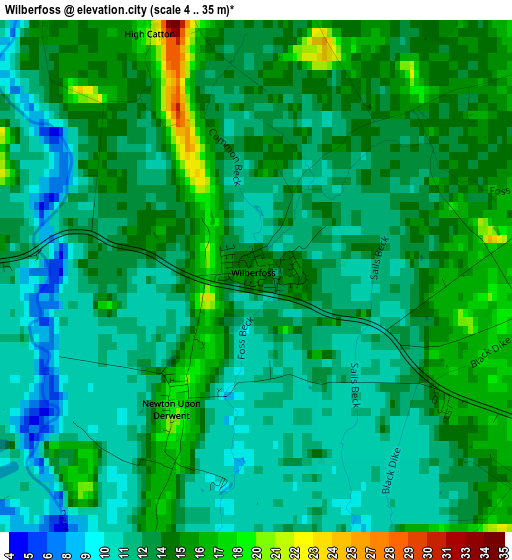 Wilberfoss elevation map