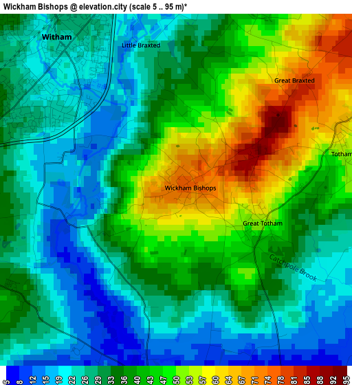 Wickham Bishops elevation map