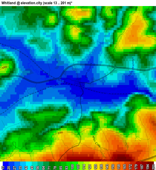 Whitland elevation map