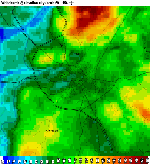 Whitchurch elevation map