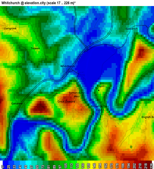 Whitchurch elevation map