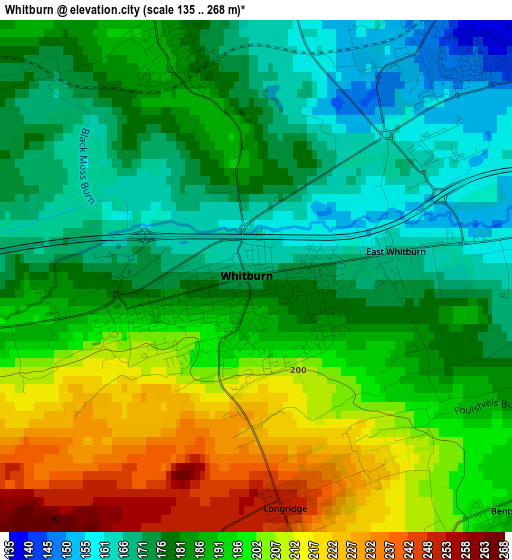 Whitburn elevation map