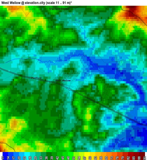 West Wellow elevation map