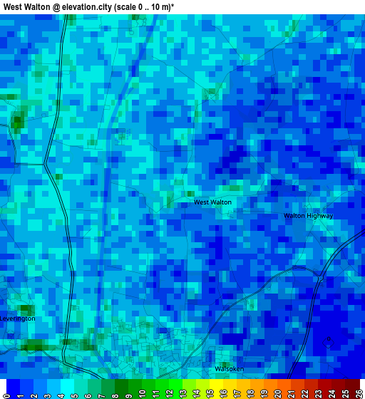 West Walton elevation map