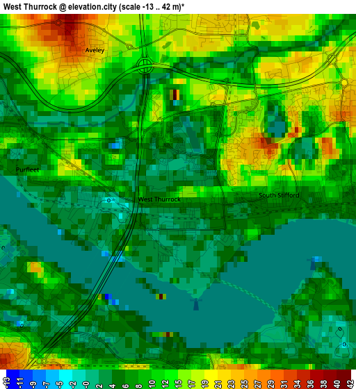 West Thurrock elevation map