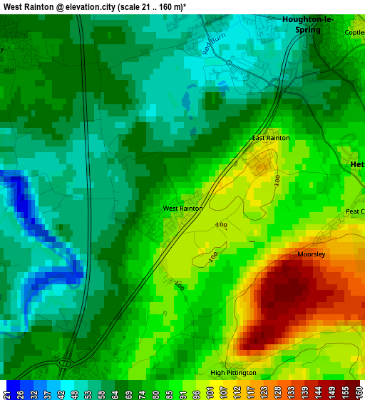 West Rainton elevation map