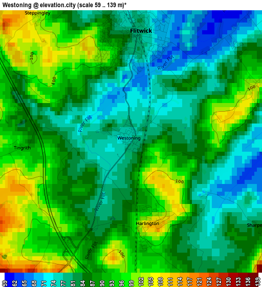 Westoning elevation map