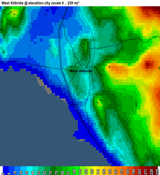 West Kilbride elevation map