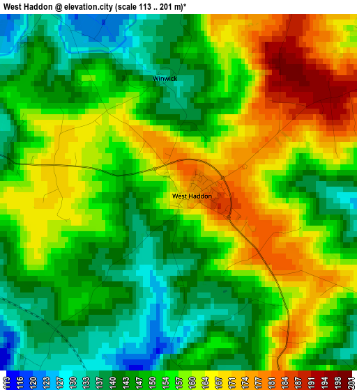 West Haddon elevation map